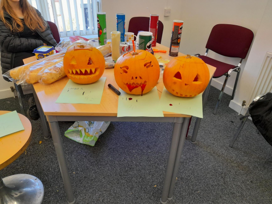 Pumpkins carved by the Young People